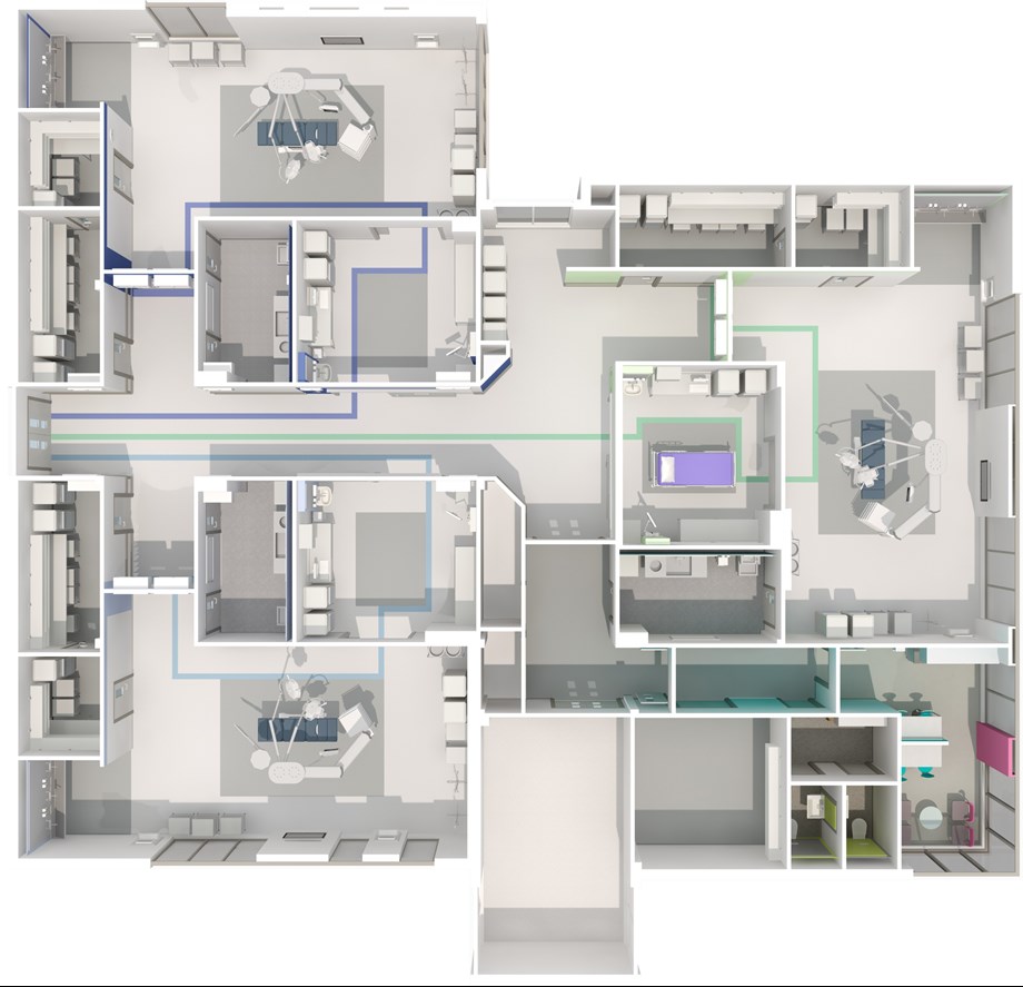 Operating theatres, plan, doors, frames, postform, laminate, full paint, FD30, FD60, FD120, Smoke, Ironmongery, Acoustic