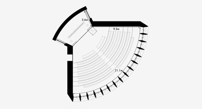 Plan of the auditorium in fan layout