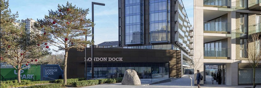 Building entrance to London Dock E1